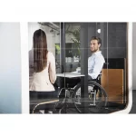 Private Framery Q flip n fold acoustic pod for office meetings with easy access