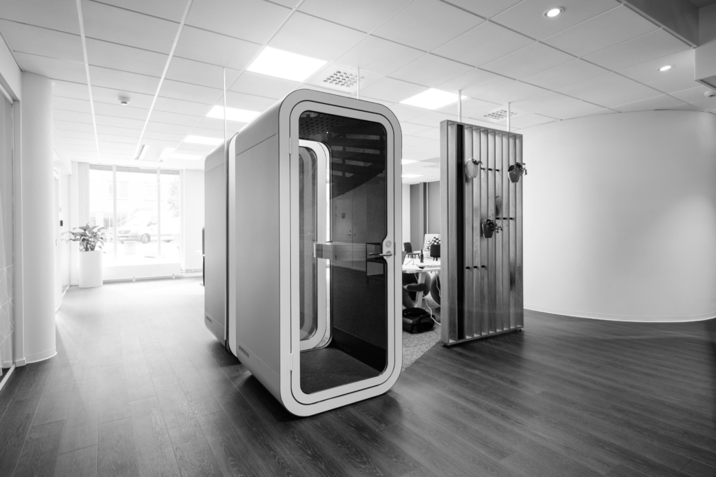 Framery O booths in centre of an Office