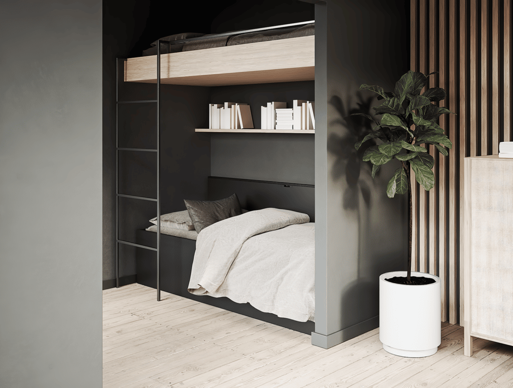 Tablebed single bunk bed transformed
