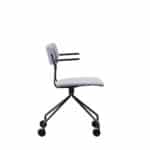 Office chair with 4 leg base and castors short armrests upholstered